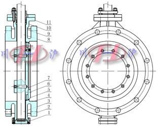 電動軟密封蝶閥閥體結(jié)構(gòu)圖 (法蘭式)