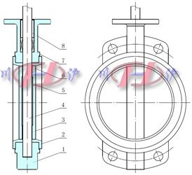 電動軟密封蝶閥閥體結(jié)構(gòu)圖 (對夾式)
