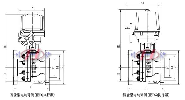 智能型電動球閥外形尺寸