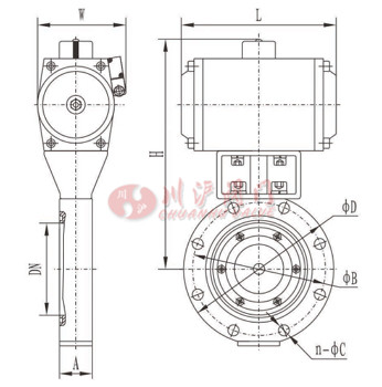 氣動(dòng)高真空蝶閥外形尺寸圖 