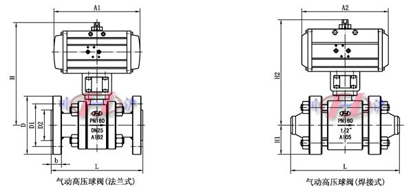 氣動(dòng)高壓球閥外形尺寸