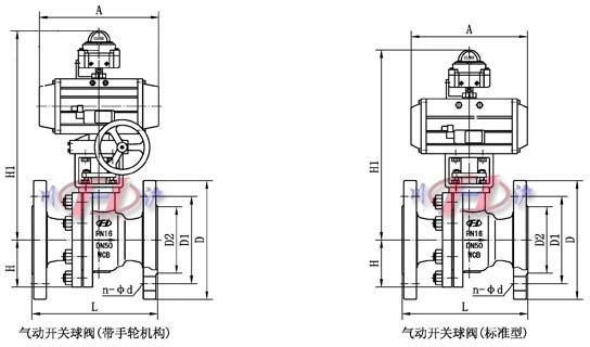 氣動(dòng)開關(guān)球閥外形尺寸