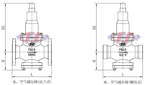 水用減壓閥、空氣減壓閥外形尺寸